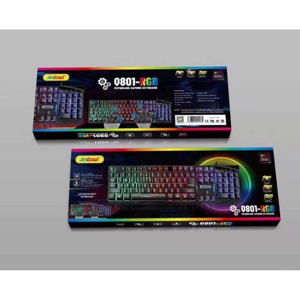 Trade Shop - Tastiera Da Gioco Cablata Retroilluminata A Led Multicolore Ergonomica Q801-rgb -