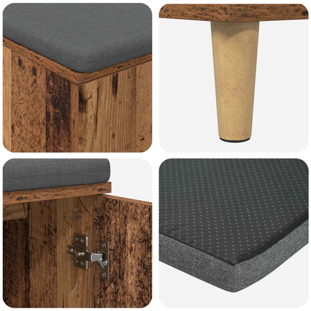 Panca per ingresso con cuscino-Sgabello-Panca da Corridoio Legno vecchio 60 x 38 x 46 cm 119823