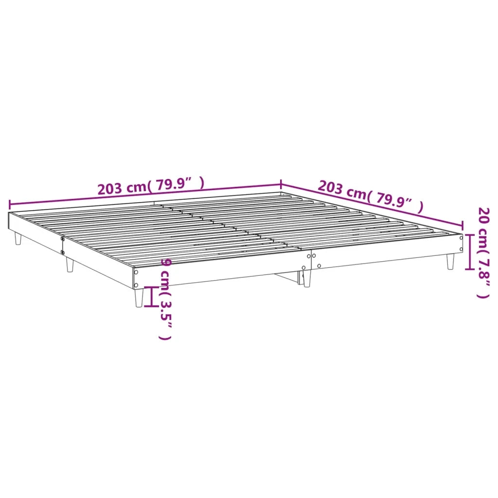 Letto matrimoniale | Letto per adulti | Giroletto Nero 200x200 cm in Legno Multistrato