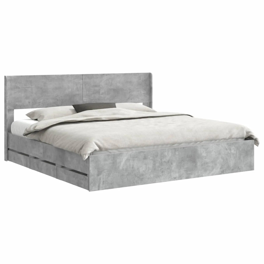Struttura del letto con stoccaggio e testata Grigio Cemento 3414278