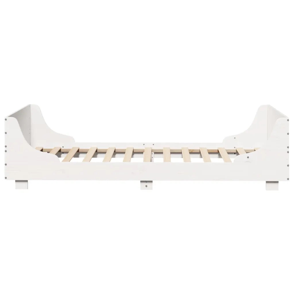 Letto singolo | Letto per adulti | Giroletto senza Materasso Bianco 100x200 cm Legno Massello Pino