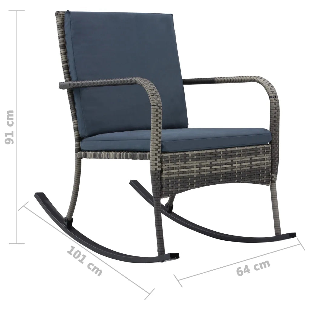 Sedia a Dondolo da Giardino | Sedie da Esterno in Polyrattan Antracite
