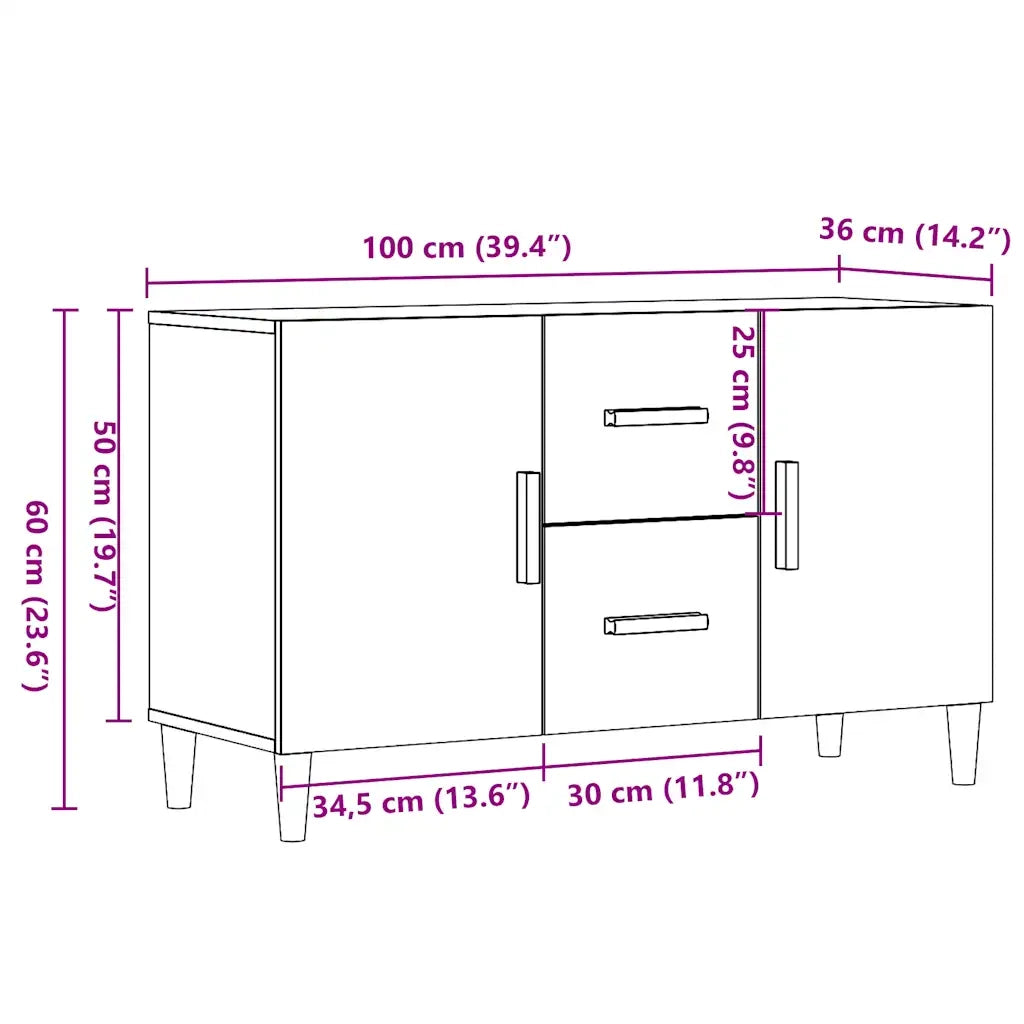 Credenza | Madia | Buffet da pranzo | Armadio da pranzo Legno Antico 100x36x60 cm in Legno Multistrato