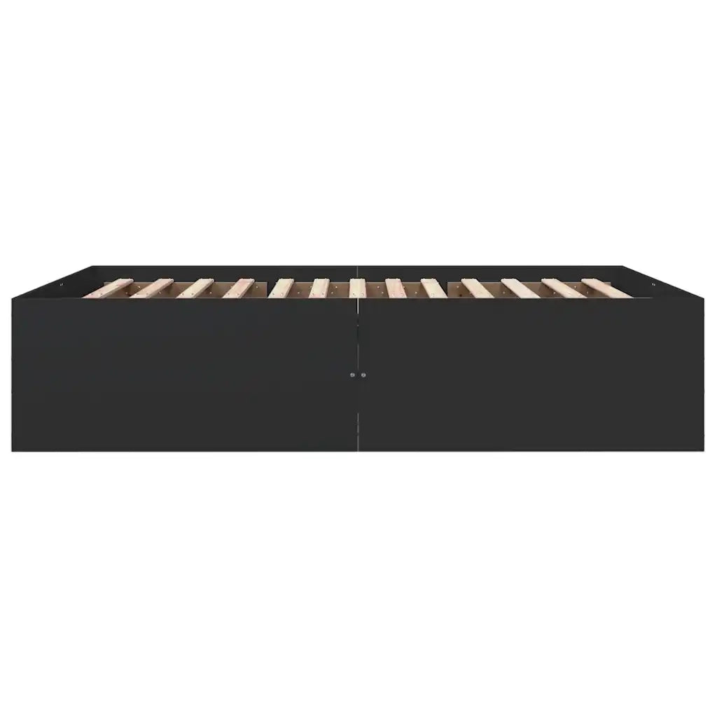 Letto matrimoniale | Letto per adulti | Giroletto Nero 150x200 cm in Legno Multistrato