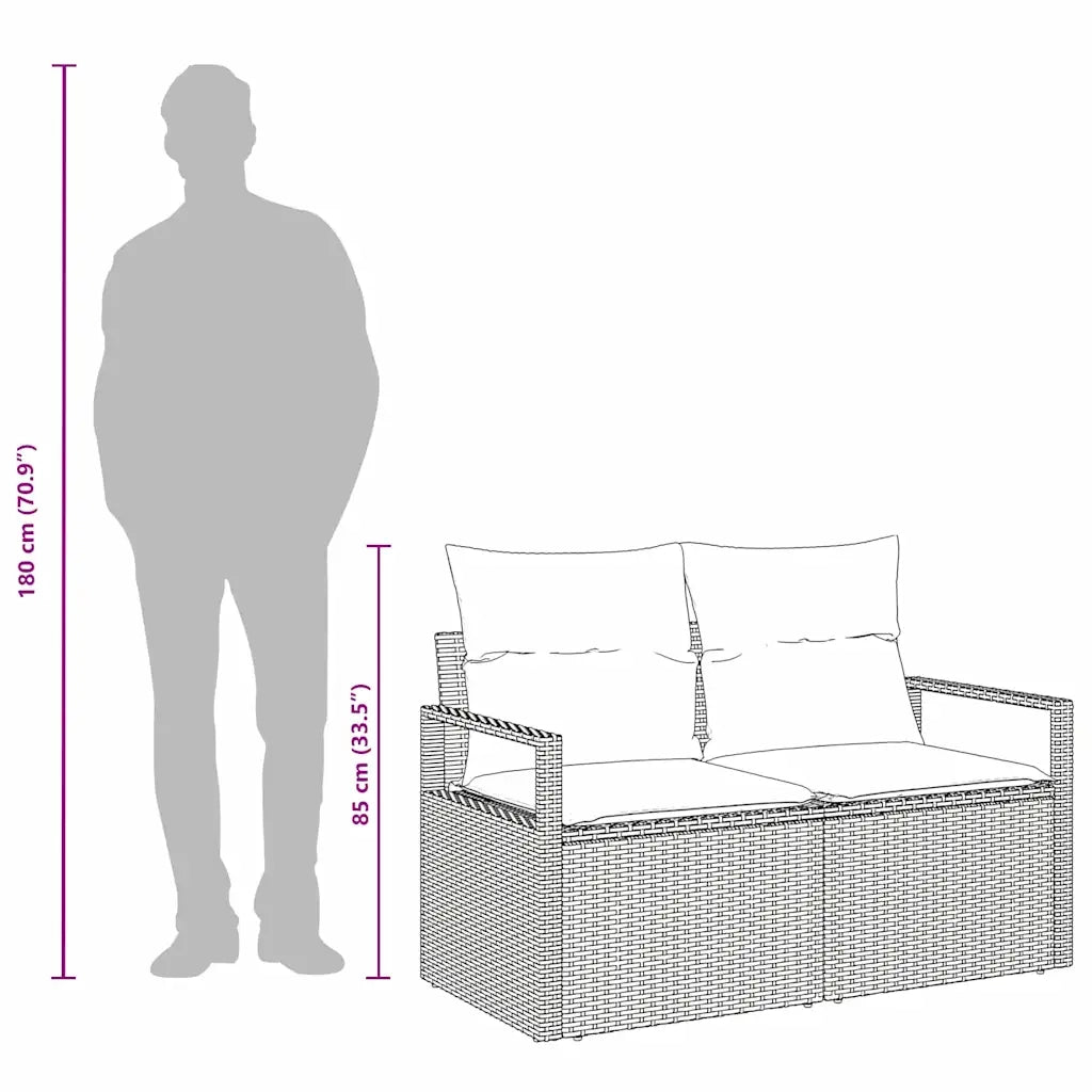 Divano da giardino con cuscino 120 x 62 x 69 cm. polyrattan 42006760