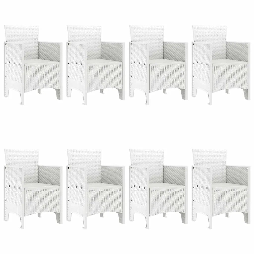 Set da Pranzo per Giardino 9 pcs Bianco Polipropilene