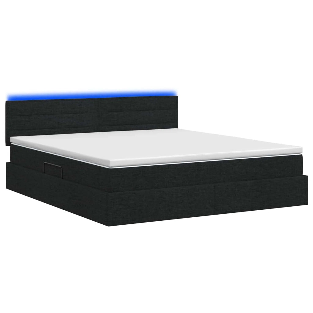 Letto con contenitore LED e materasso Nero 180 x 200 cm Tessuto 3459017