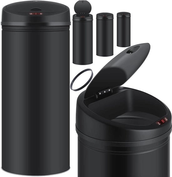 Contenitore per Rifiuti Automatico - Filtro in Acciaio Inossidabile - 30 Litri - Nero
