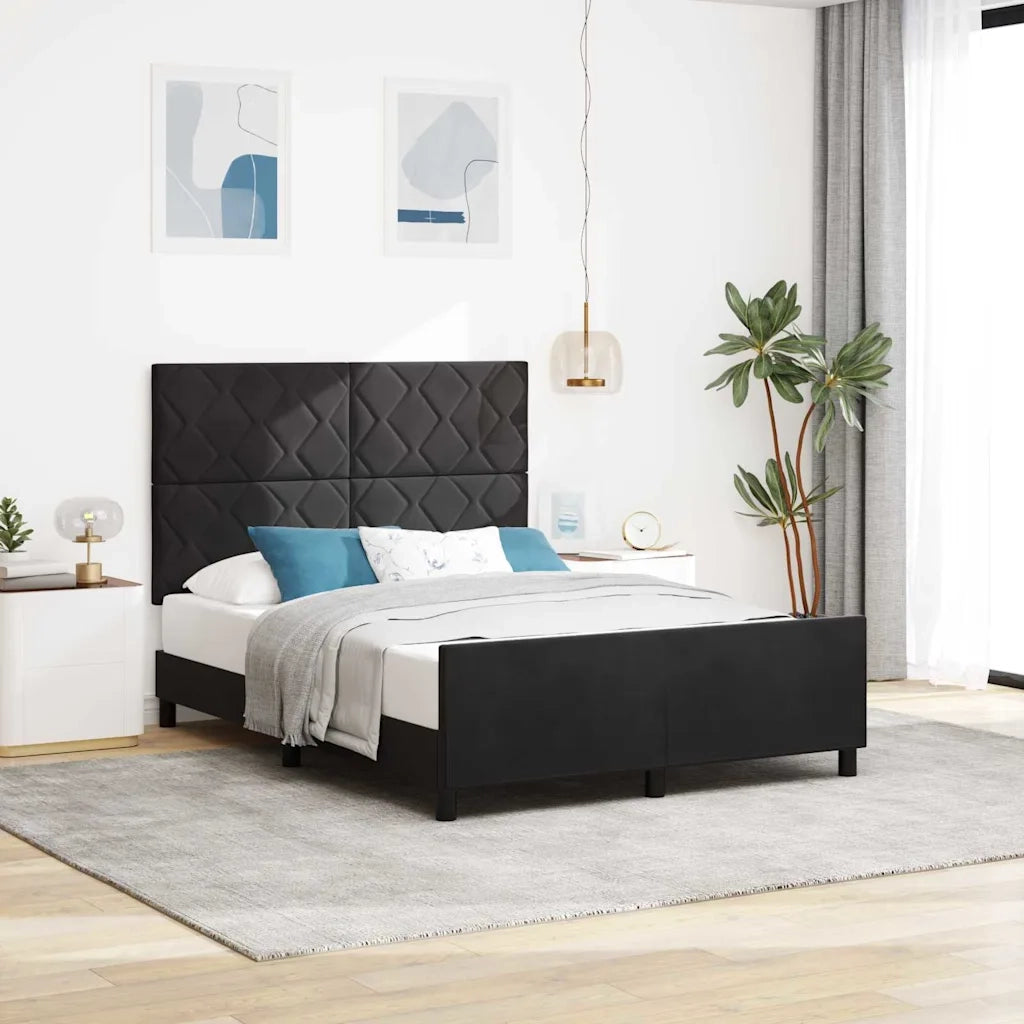 Letto a molle con testiera Nero 140 x 190 cm Velluto 3345007