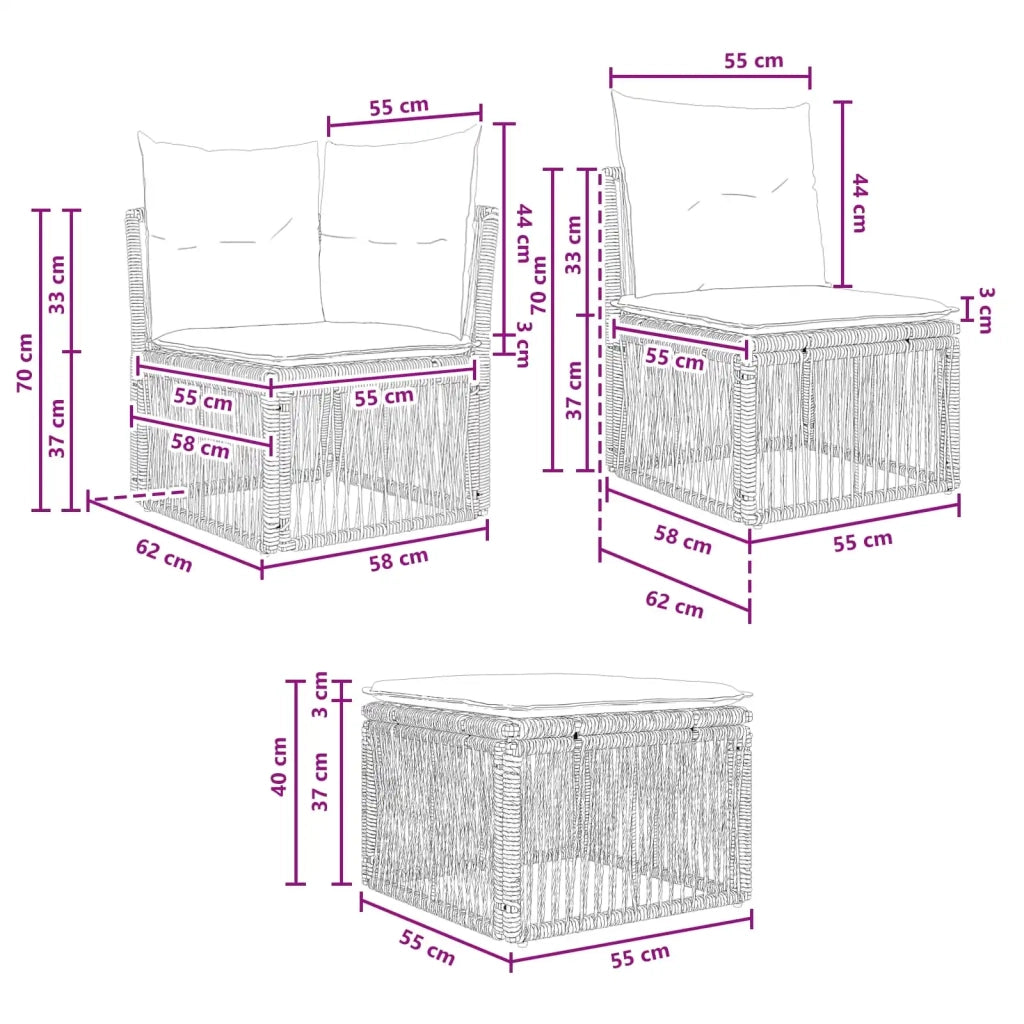 Set Divano da Giardino 10 pz Nero polyrattan 3434368