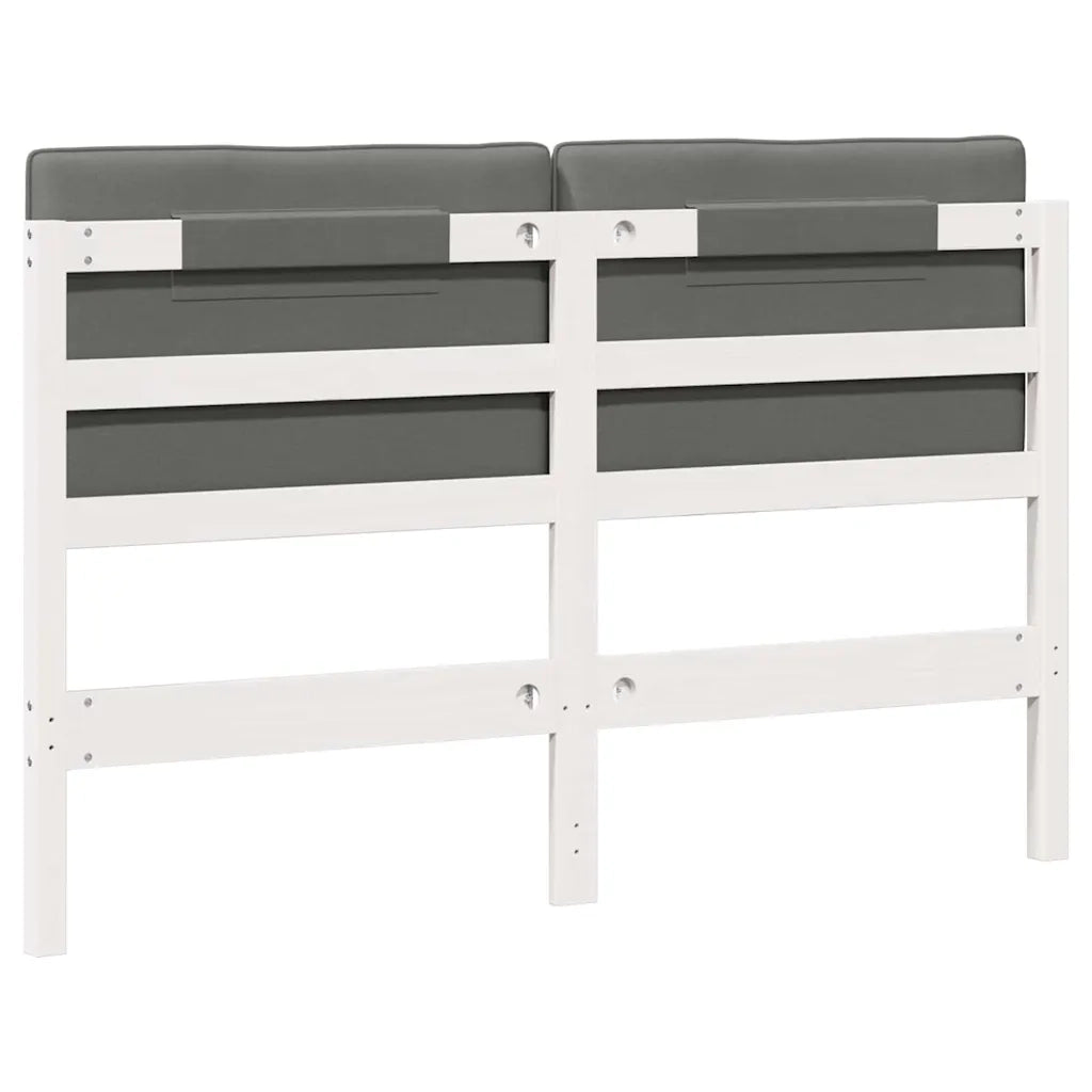 Testiera | Testata imbottita Bianco e grigio chiaro 140 cm Pino massello