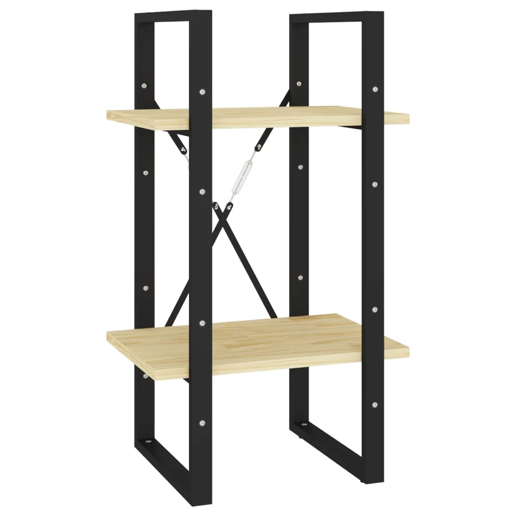 Libreria a 2 Ripiani-Scaffale per Libri-Mobile di Stoccaggio 40x30x70 cm in Legno Massello di Pino