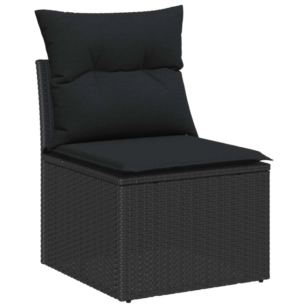 Set Divano da Giardino con cuscino 11 pcs Nero Poly Rattan 3364839