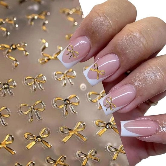 Stickers per unghie con effetto relief | Stickers per nail art | Stickers per unghie autofissanti dorati | Design Strass | Accessori per manicure