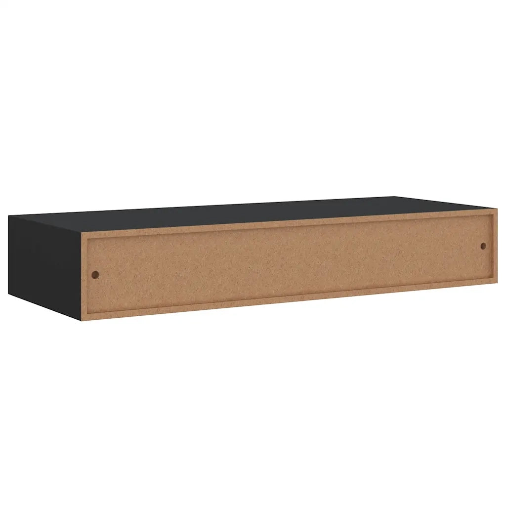 Scaffale con Cassetti da Parete | Mensola sospesa Nero 60x23,5x10 cm in MDF