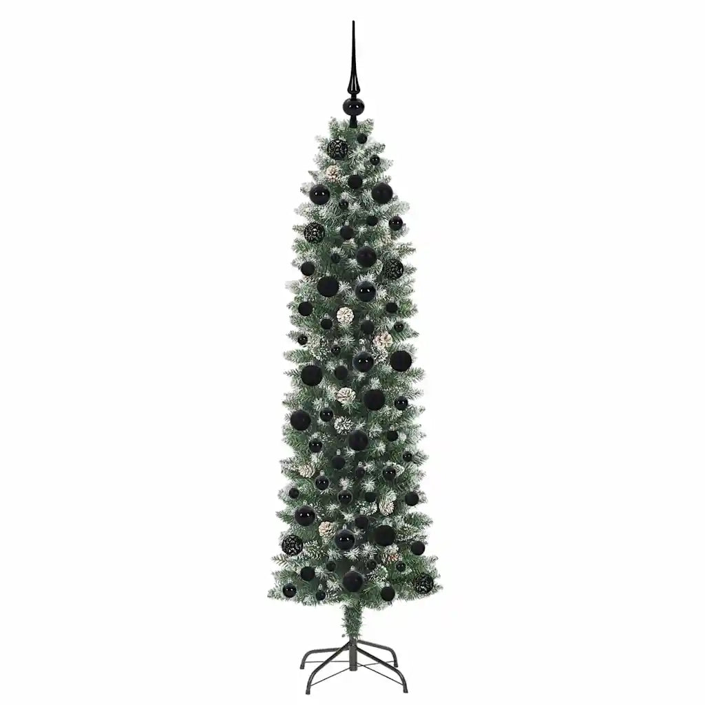 Albero di Natale Artificiale Sottile Verde e Bianco 180 cm 3395294