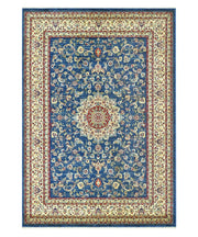 Tappeto KAZAKH 2154 blu e beige cm.240x340 stile orientale persiano alta qualità con effetto lucente