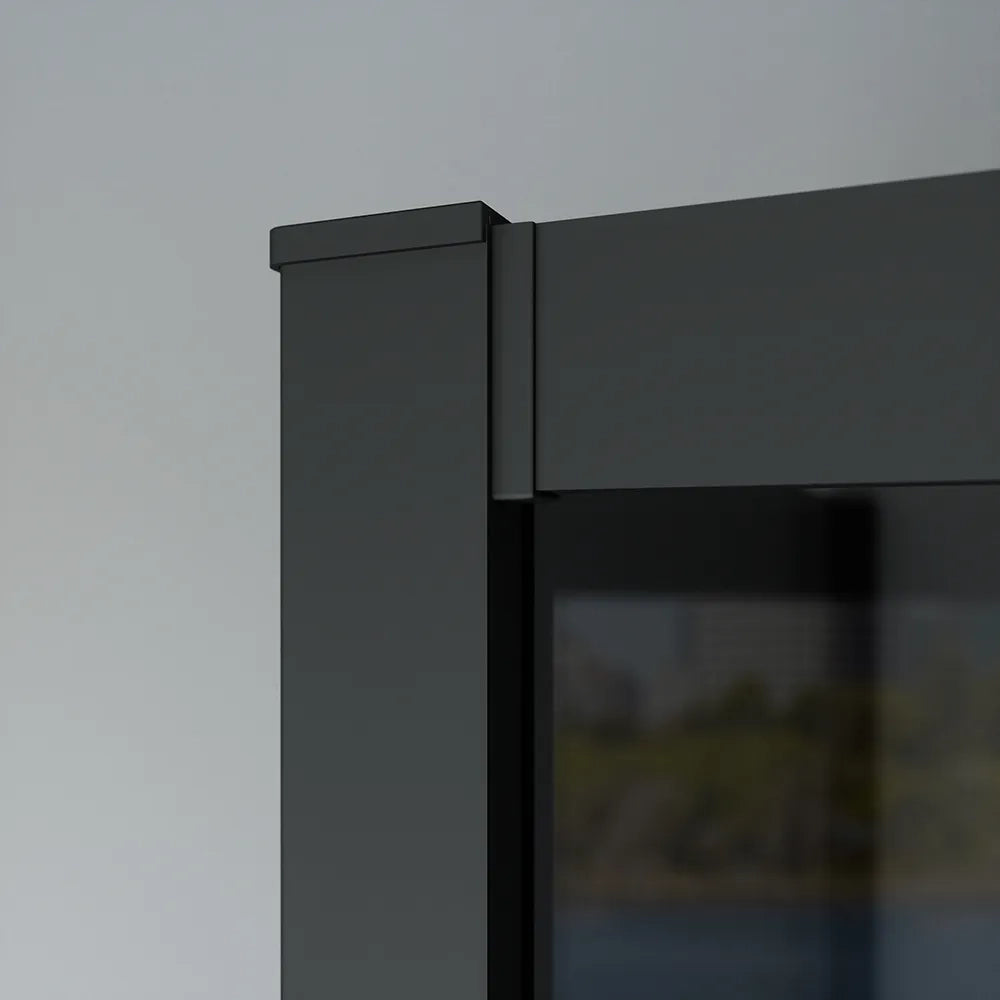 Box doccia nero opaco 3 lati 70x70x70cm con doppio scorrevole e vetro 6mm fumè h185cm | Tonga