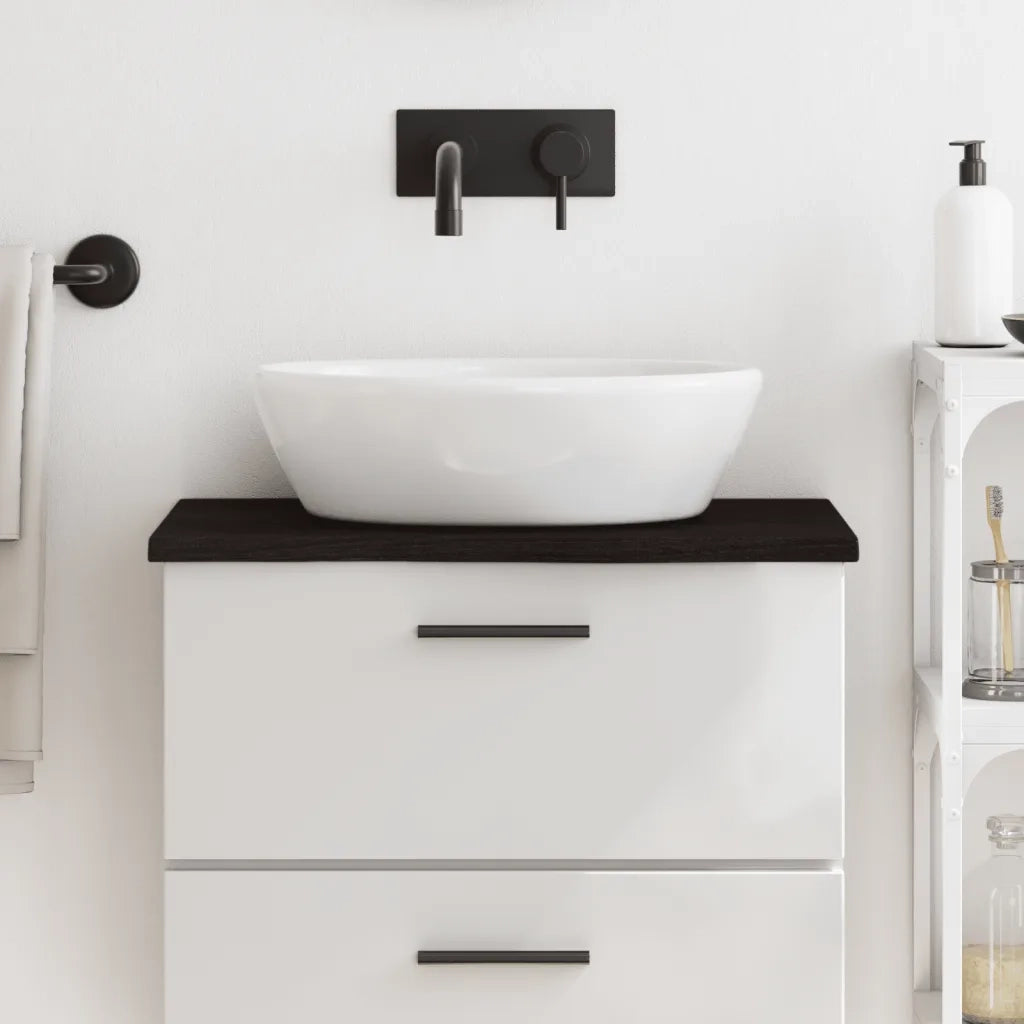 Piano Bagno Marrone Scuro 60x40x2 cm Legno Massello Trattato CFW6791383