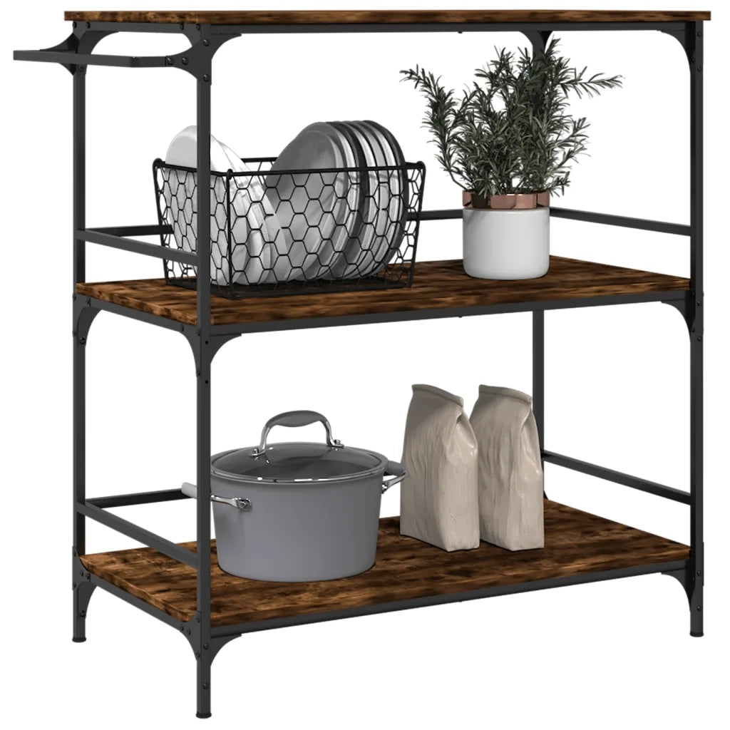 Carrello da Cucina Rovere Fumo 100,5x50x105cm Legno Multistrato CFW7260346