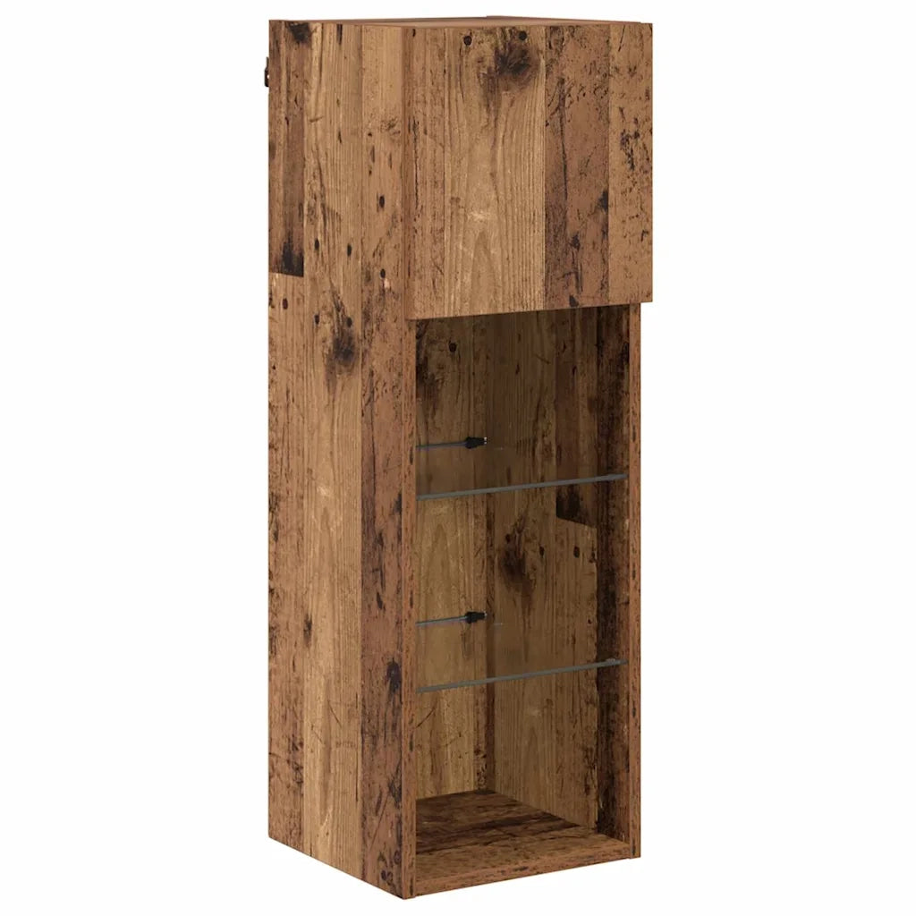 Mobile TV da Parete | Armadietto TV | Mobile Porta TV con LED Legno vecchio 30,5 x 30 x 90 cm