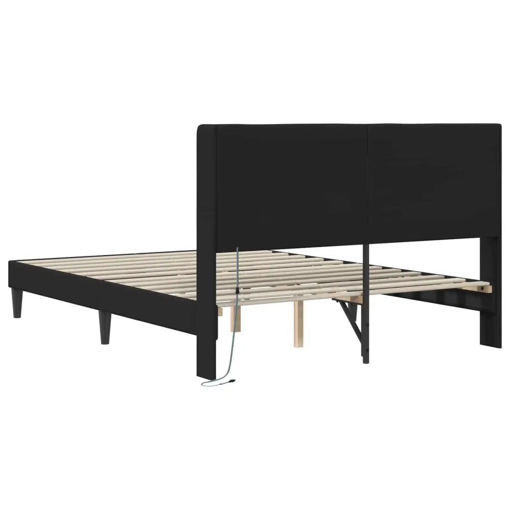Struttura del letto con testiera-Giroletto Nero 120 x 200 cm Similpelle 641758