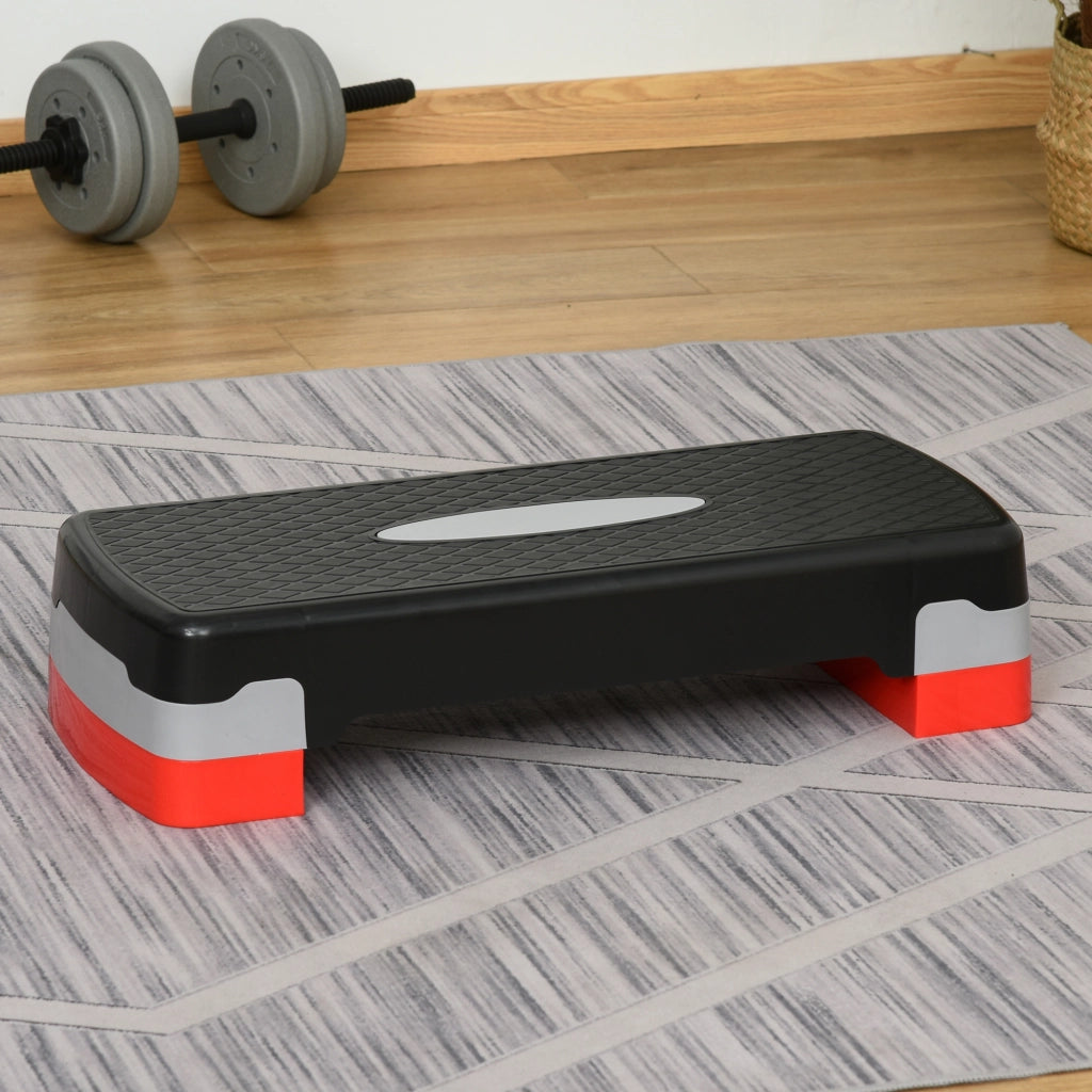 Step Fitness per Aerobica con Altezza Regolabile 10-15 cm, 68x29cm Nero e Rosso