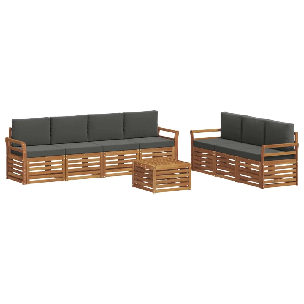 Set divani 8 pcs Naturale e Antracite Legno di Acacia Massello 3374492