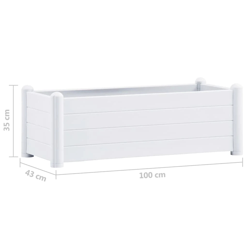 Fioriera rialzata per piante e fiori giardino PP 100 x 43 x 35 cm bianco 02_0001224