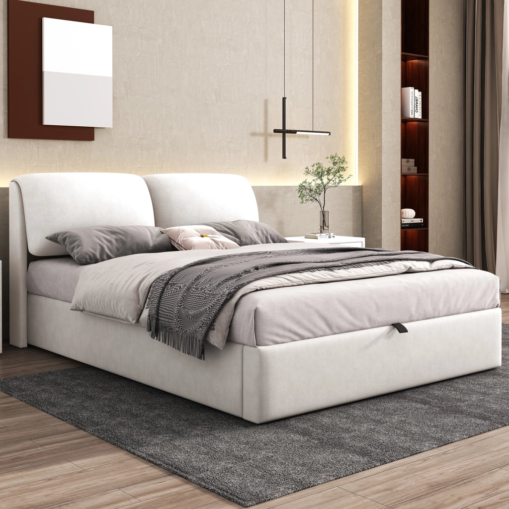 letto imbottito velluto beige 140 x 200 cm