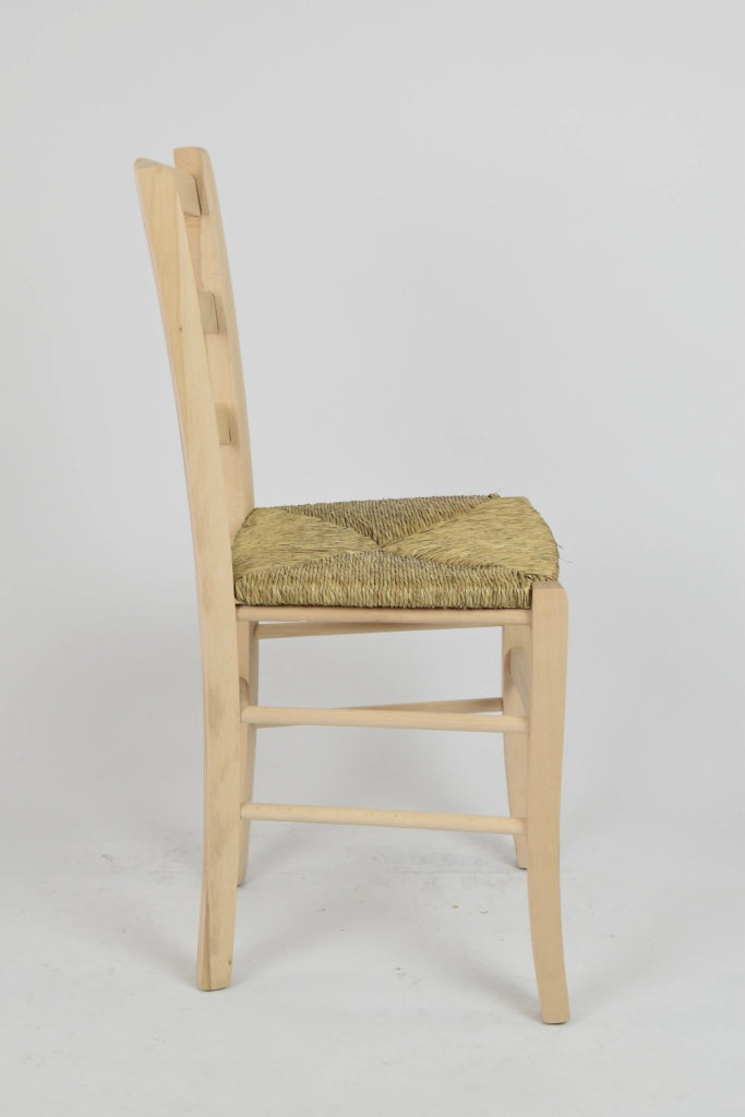 Set 6 sedie Venice Tommychairs, robusta struttura in faggio levigato, non trattato, 100% naturale e seduta in paglia