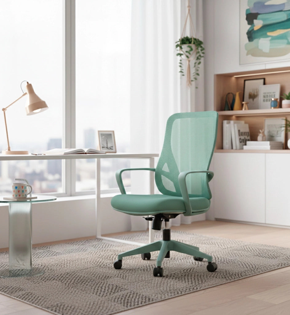 Sedia studio Hispanohogar altezza regolabile in tessuto verde