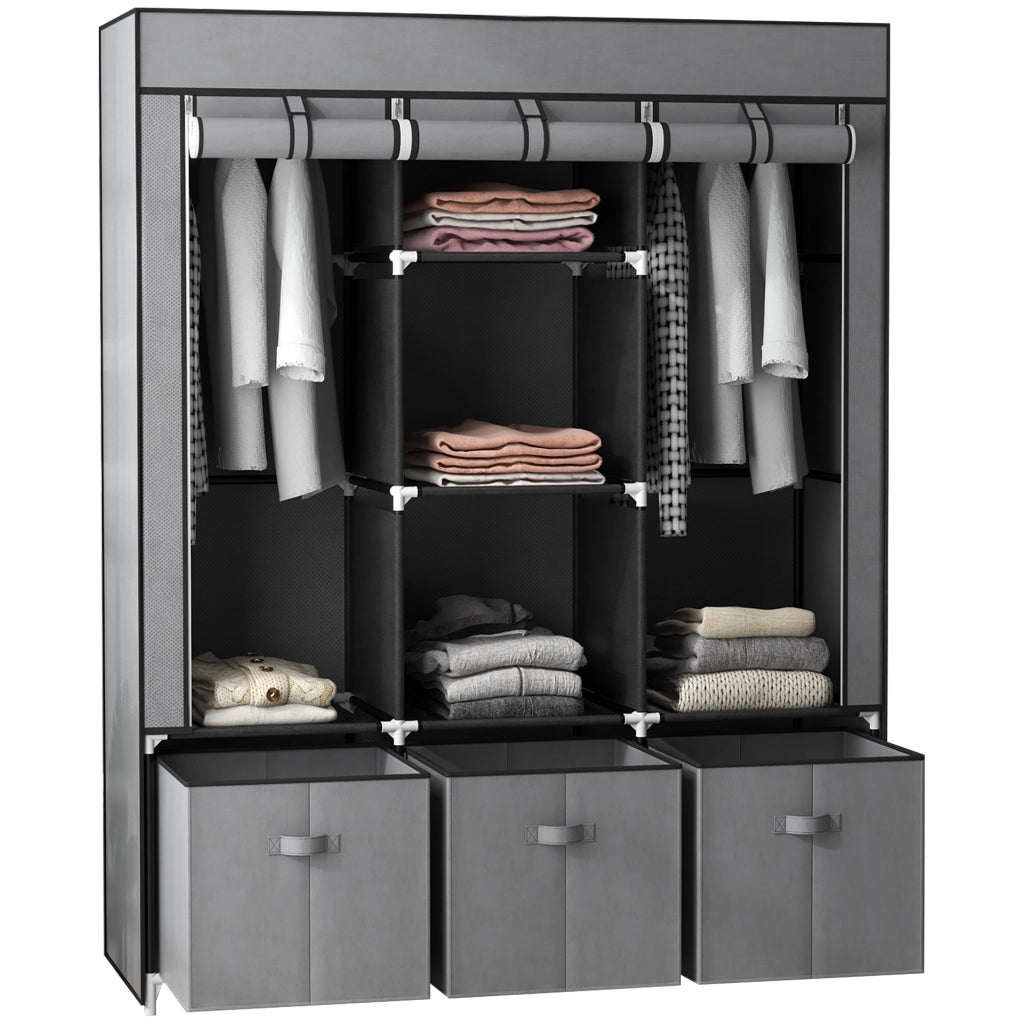 Armadio Pieghevole con Cassetti e Ante ¨C Minimal ¨C Grigio Scuro 125x43x162.5cm