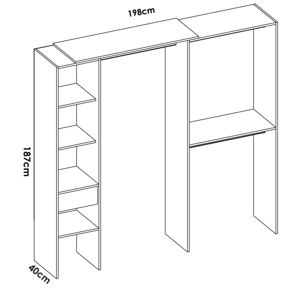 Guardaroba grande Ewiniar, Mobile camera da letto, Cabina armadio portabiti, Armadio appendiabiti, 98x42 h187 cm, Bianco
