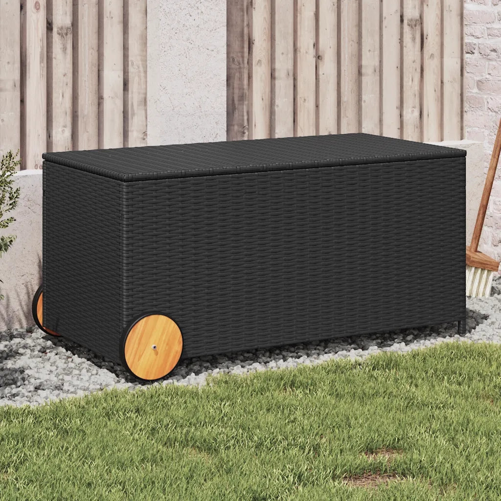 Contenitore da Giardino con Ruote Nero 190L in Polyrattan CFW9917577
