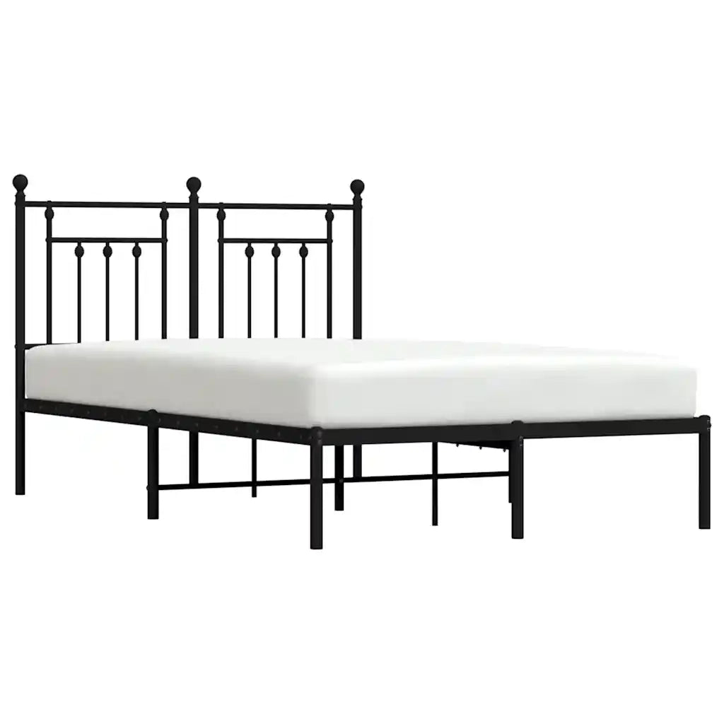 Giroletto con Testiera-Struttura Letto con testiera in Metallo Nero 135x190 cm 549877