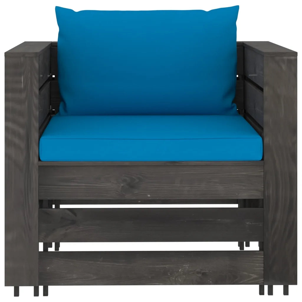 Set Salotto da Giardino 2pz con Cuscini Legno Impregnato Grigio 3068148