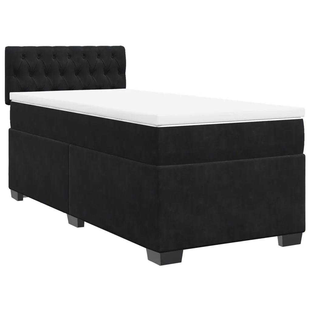 Giroletto a Molle con Materasso Nero 90x200 cm in Velluto