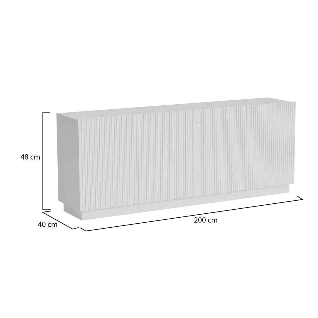 Madia Masainas, Credenza 4 Ripiani, 200x40x78h cm Bianco