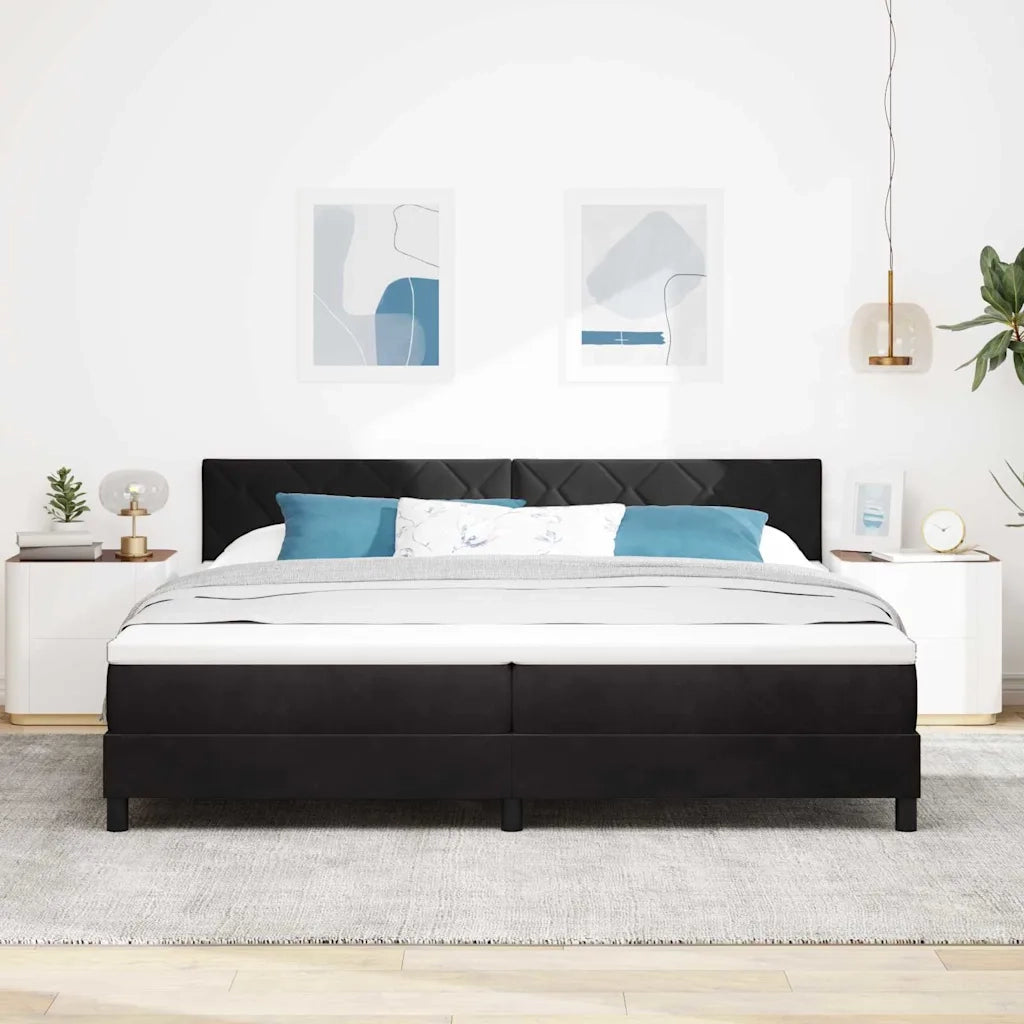 Letto a Sorgente LED con materasso Nero 200 x 200 cm Velluto