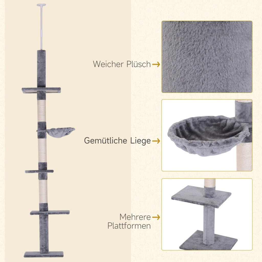 Albero tiragraffi per gatti alto 230-260 cm ¨C zephmum ¨C Grigio