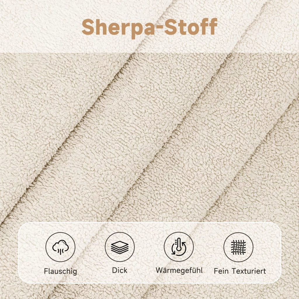 Sedie da pranzo 6 pezzi con seduta imbottita e schienale, struttura in metallo e rivestimento in sherpa beige