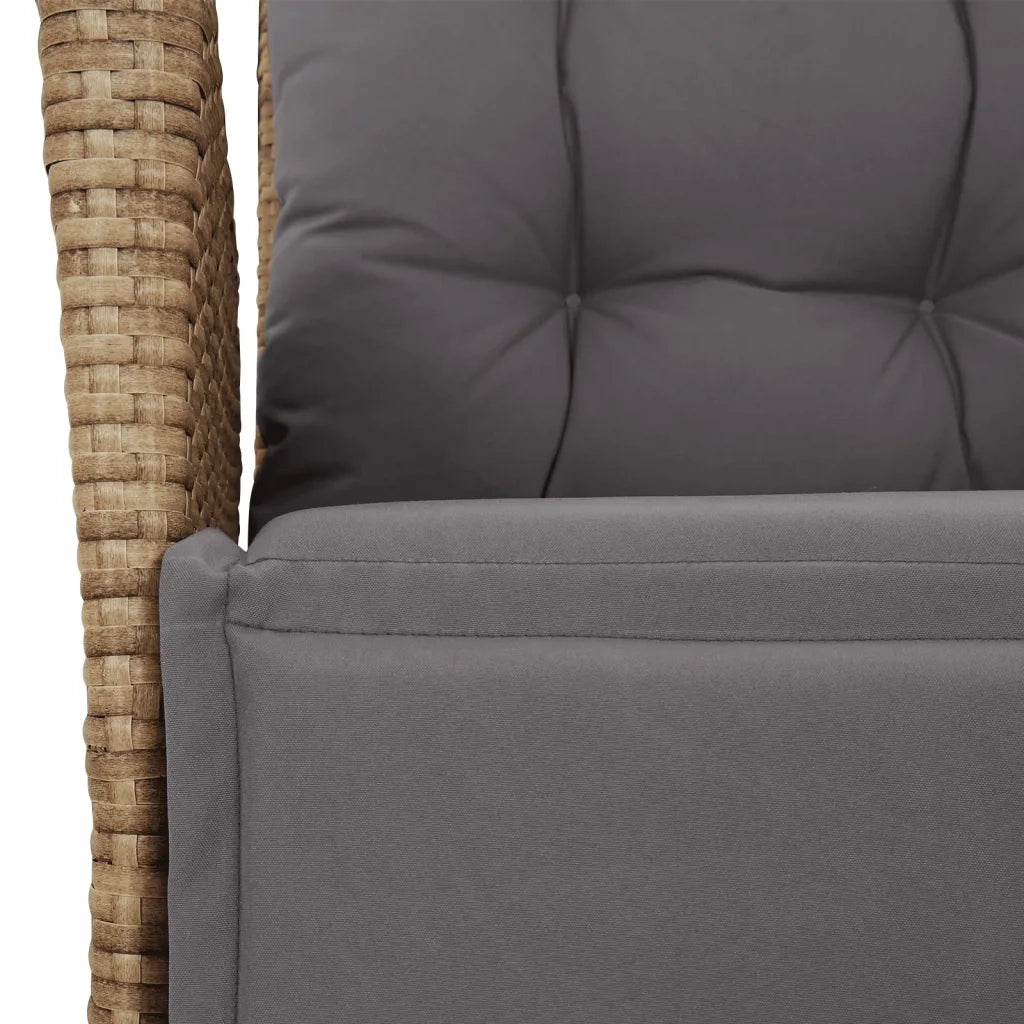 Set Pranzo da Giardino 3 pz con Cuscini Beige Misto Polyrattan