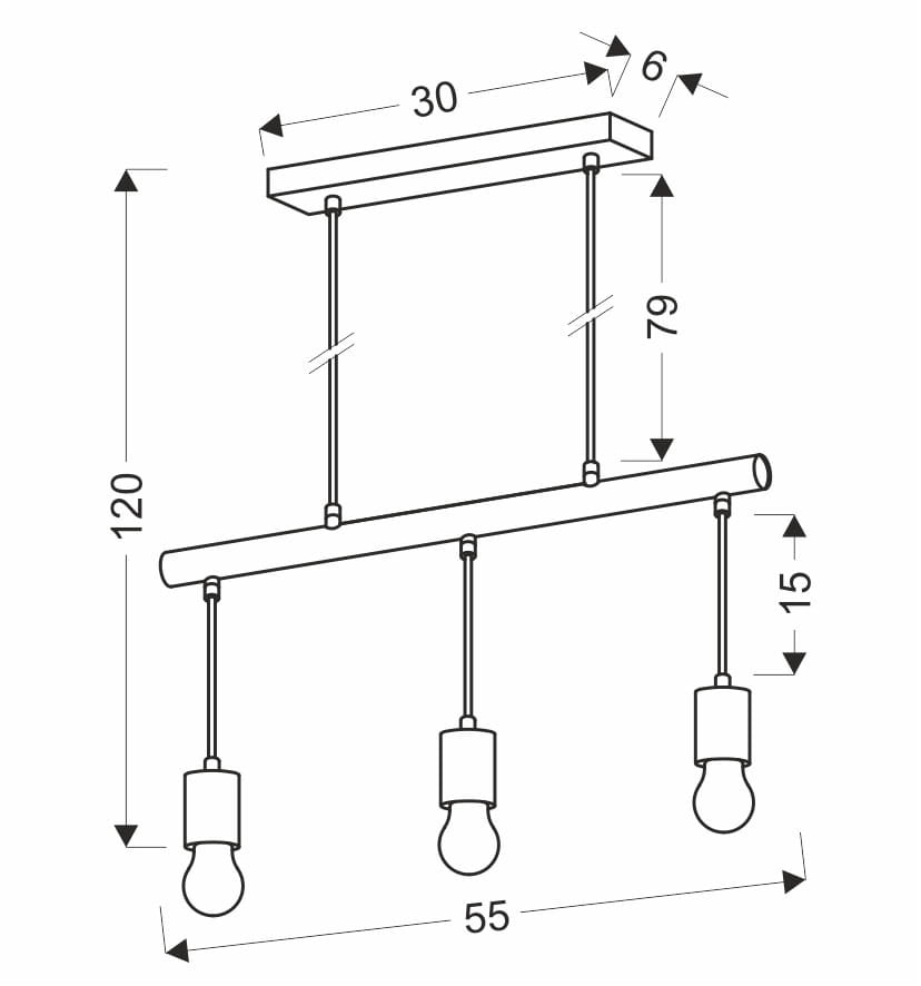 Lampada a sospensione Candellux IZZY bianco/legno 3xE27