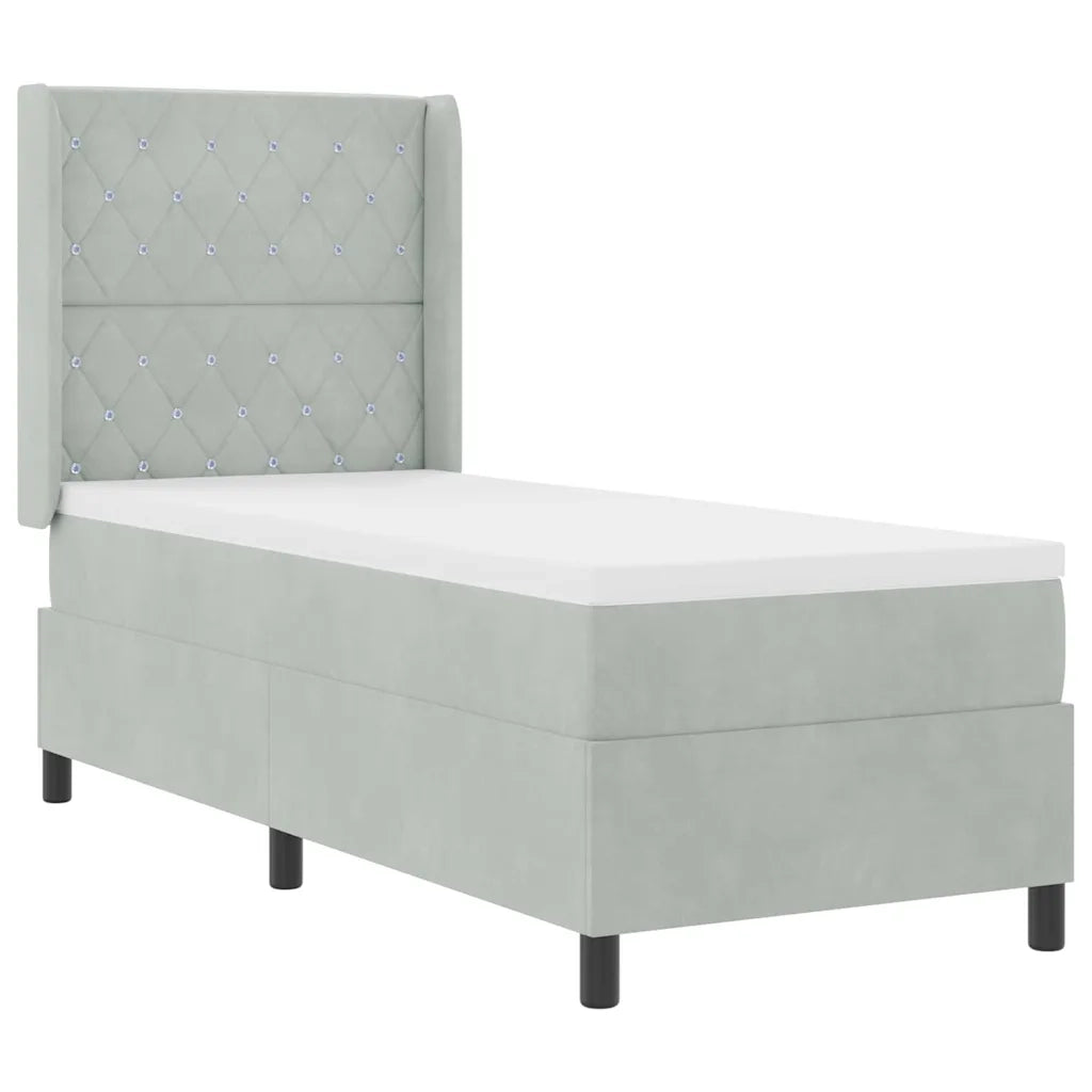 Letto a molle con materasso Grigio chiaro 80 x 200 cm Velluto