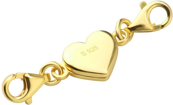 Chiusura Magnetica 14K Oro - Doppia Chiusura a Pistola - Chiusura per Oreficeria - Estensore per Collana/Bracciale - 925 Sterlino - Chiusura a Cuore 30 mm - Chiusura per Oreficeria