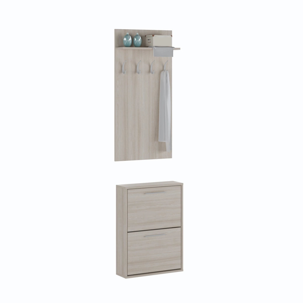 Sestola, Mobile da Ingresso Appendiabiti, 54x28x181h cm Marrone Olmo