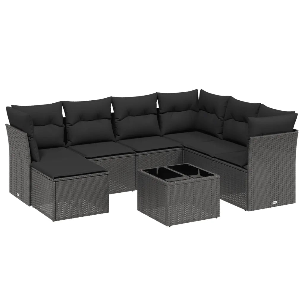 Set Divani da Giardino con Cuscini 8 pz Nero in Polyrattan 3263221