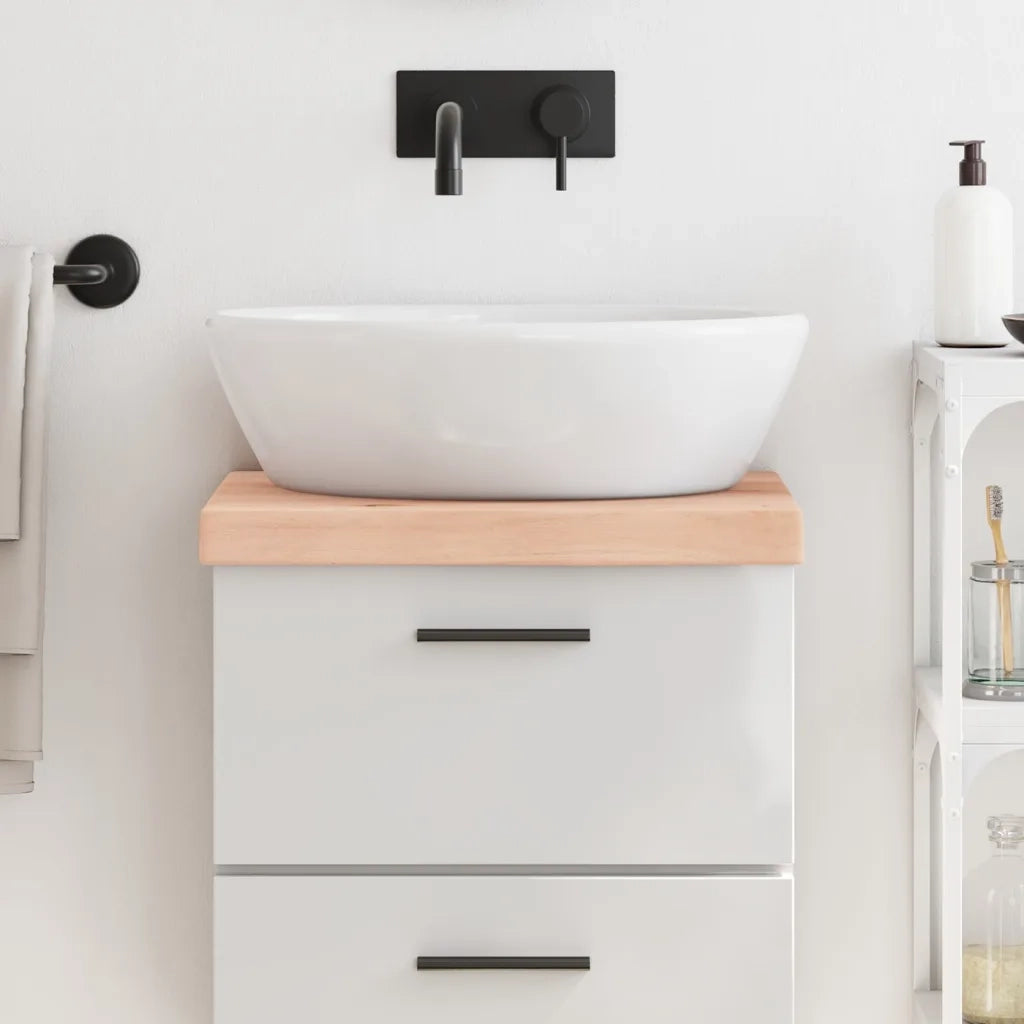Piano Bagno 40x40x(2-6) cm in Legno Massello Non Trattato 3155998