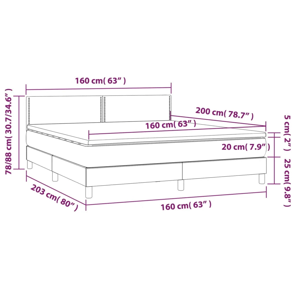 Giroletto a Molle con Materasso Rosa 160x200 cm in Velluto 3141256